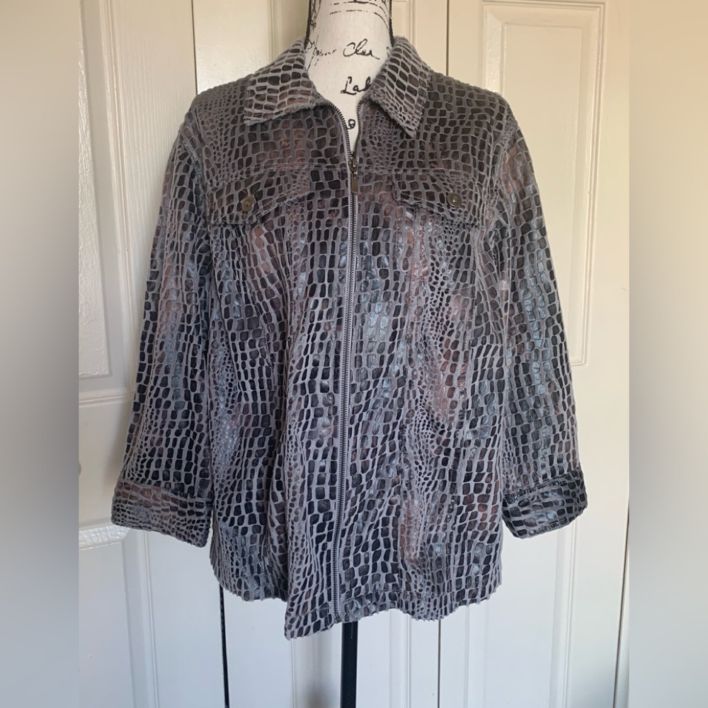 Ruby Road Gray & Black Animal Print Jacket